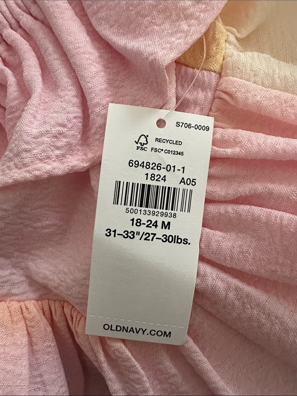 Old Navy Pink and Yellow Ombre Ruffle Sundress